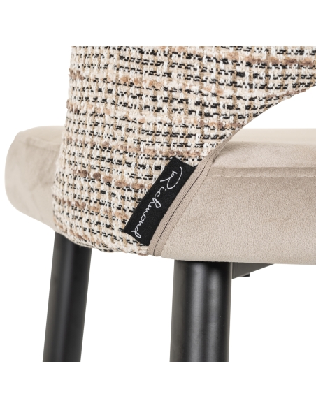 Fire-retardant khaki velvet bar stool TABITHA