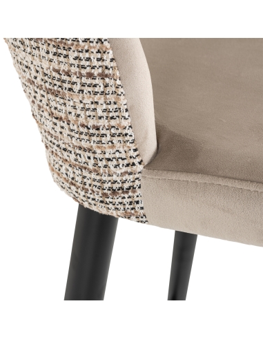 Fire-retardant khaki velvet bar stool TABITHA