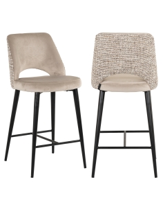 Tabouret de bar mi-hauteur velours kaki TABITHA