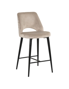 Mid-height khaki velvet bar stool TABITHA 2