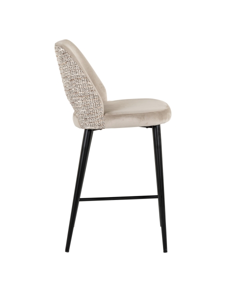 Tabouret de bar mi-hauteur velours kaki TABITHA