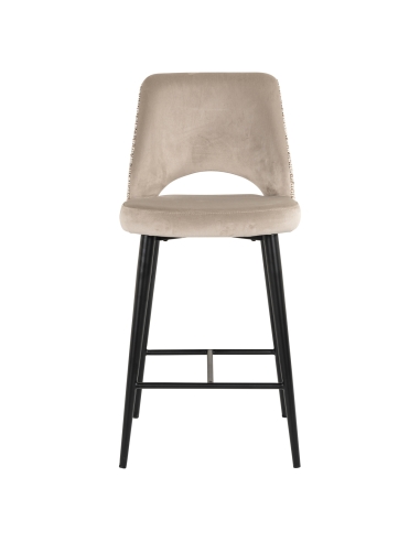 Tabouret de bar mi-hauteur velours kaki TABITHA