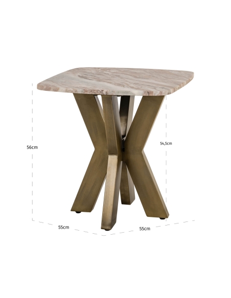 Table d'appoint marbre blush et laiton doré BOTTEGA