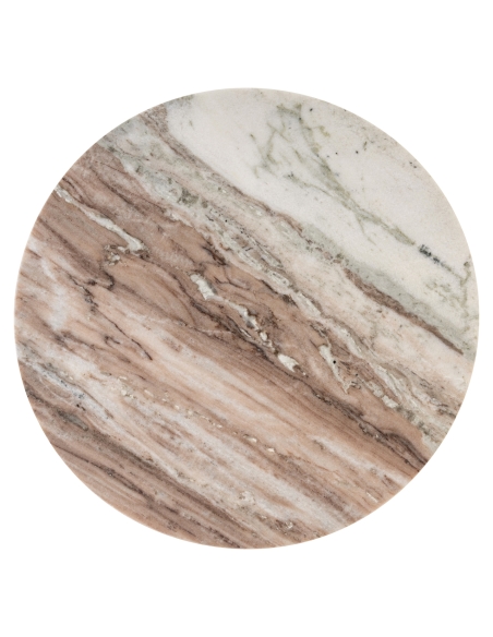 Beige pink marble side table with stacked golden sphere base BARLEY