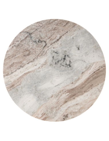 Tavolino d'appoggio in marmo beige rosato con piede a goccia bronzo design SIA