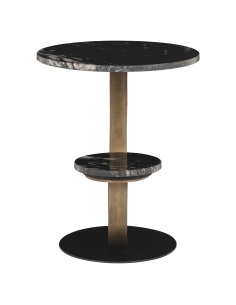 Mesa de apoio dupla com tampo em mármore preto, estrutura curva dourada, design TIBBY 2