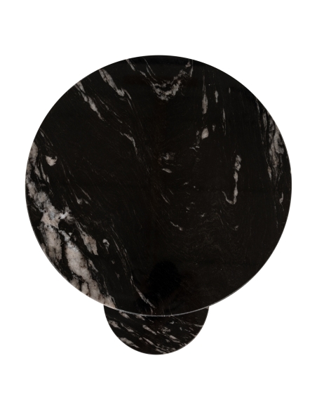 Double-tier black marble side table with curved gold structure TIBBY