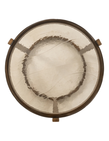 Round nesting tables smoked glass gold iron frame CLEO