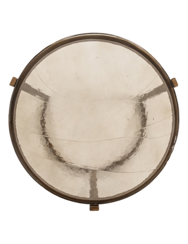 Ronde bijzettafels van gerookt glas met goudkleurig ijzeren frame design CLEO