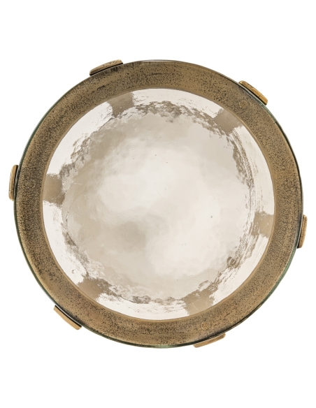 Bijzettafel van glas met gegroefde trommelstructuur, goudkleurig design RIXO