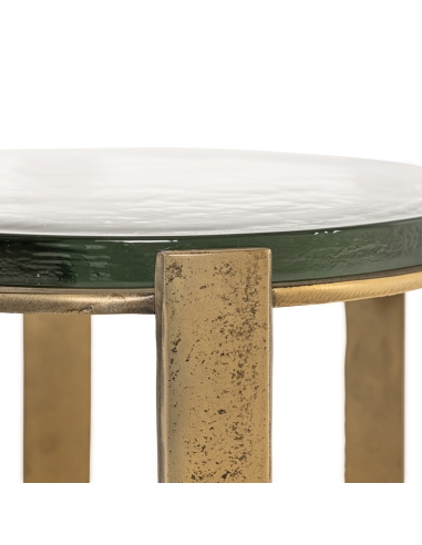 Gold fluted drum structure glass side table design RIXO