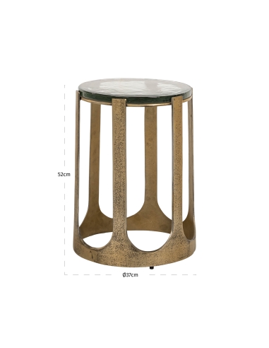 Gold fluted drum structure glass side table design RIXO