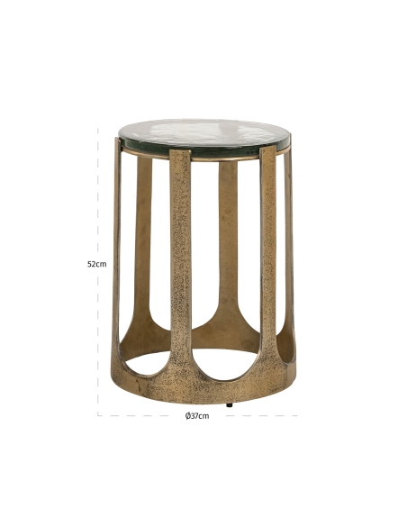 Gold fluted drum structure glass side table design RIXO