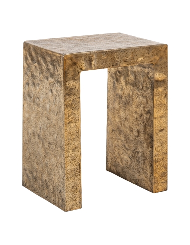 Table d'appoint aluminium martelé doré silhouette évidée design NOVAN