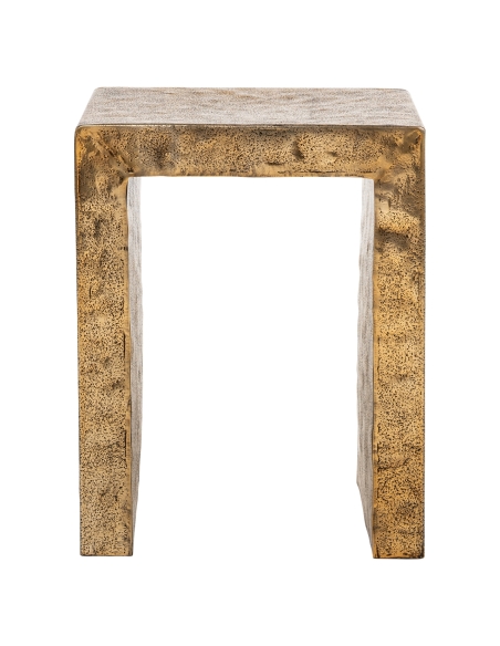 Table d'appoint aluminium martelé doré silhouette évidée design NOVAN