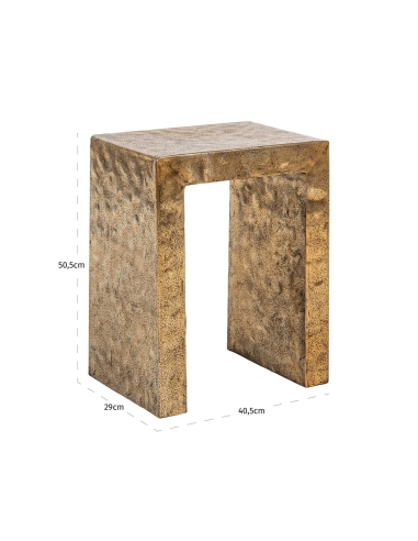 Mesa de apoio em alumínio martelado dourado com silhueta vazada design NOVAN