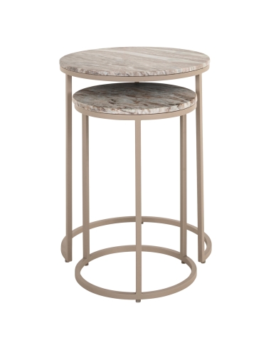 Round nesting tables marble clay iron ring base FAIRFAX