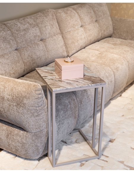 Marble side table for sofa, clay, iron structure, FAIRFAX design