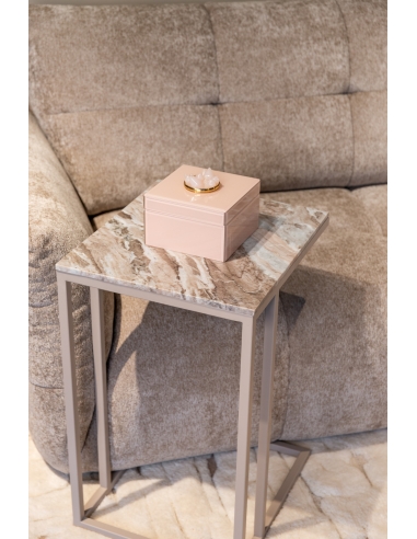 Table d'appoint canapé marbre argile structure fer design FAIRFAX
