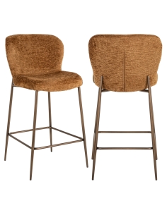 Braided fabric counter stool cognac bronze metal legs ODARBY