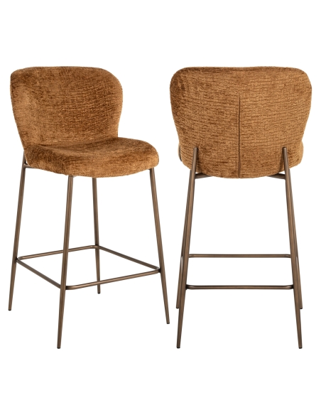 Tresenhocker aus geflochtenem Stoff Cognac Metallfüße Bronze Design ODARBY