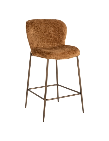 Braided fabric counter stool cognac bronze metal legs ODARBY