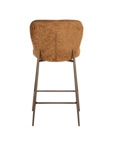 Banco de balcão em tecido entrançado cognac pés em metal bronze design ODARBY