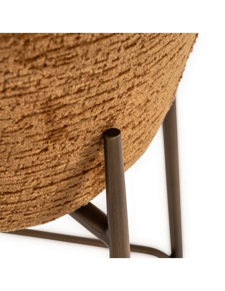 Braided fabric counter stool cognac bronze metal legs ODARBY