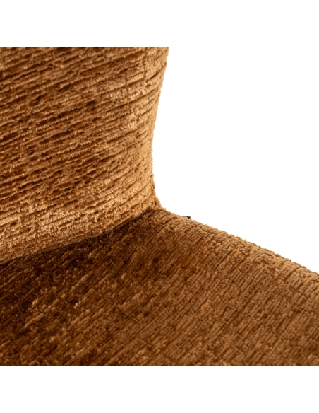 Taburete de mostrador tejido trenzado coñac patas de metal bronce diseño ODARBY