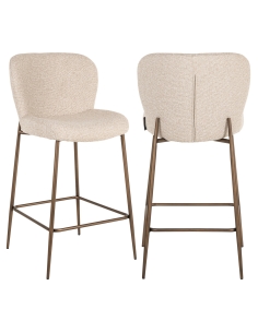Taburete de mostrador de tejido bouclé crema patas de metal bronce diseño ODARBY