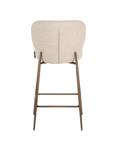 Banco de balcão em tecido bouclé creme com pés em metal bronze design ODARBY