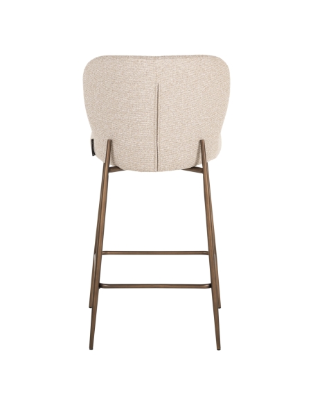 Cream bouclé fabric counter stool bronze metal legs ODARBY