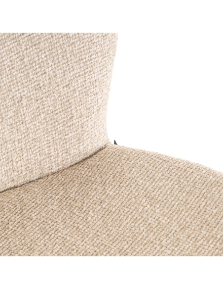 Banco de balcão em tecido bouclé creme com pés em metal bronze design ODARBY