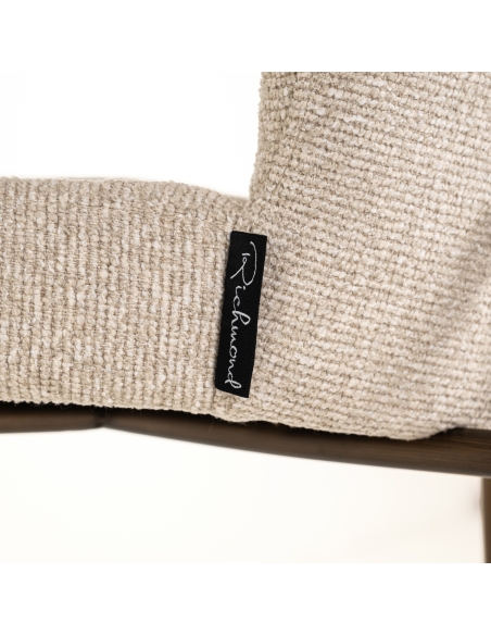 Tabouret de comptoir tissu bouclé crème pieds métal bronze design ODARBY