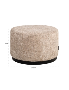 Runder Hocker aus anpassbarem Stoff mit schwarzem Gestell, Design KINDAL 2