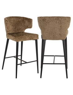 Tabouret de comptoir tissu texturé brandy métal TAYLOR