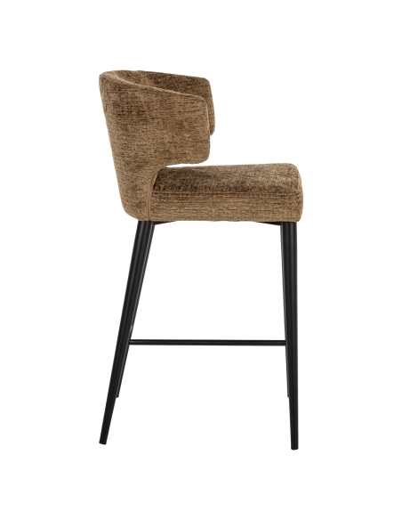 Tabouret de comptoir tissu texturé brandy métal TAYLOR