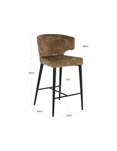 Tabouret de comptoir tissu texturé brandy métal TAYLOR
