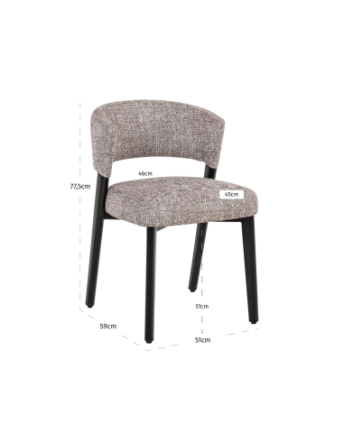Sedia in tweed terra metallo nero ZENO | Loft Attitude