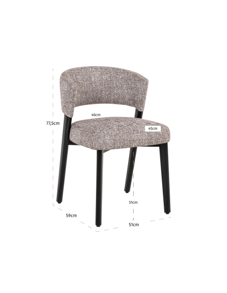Silla tweed tierra metal negro ZENO | Loft Attitude