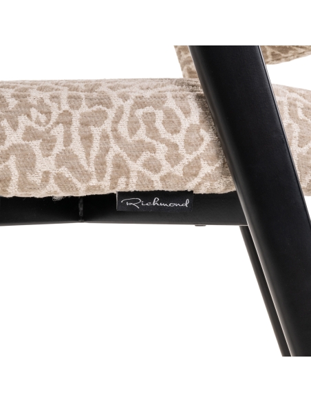 Stoel met beige luipaardprint en zwart metaal ZENO | Loft Attitude