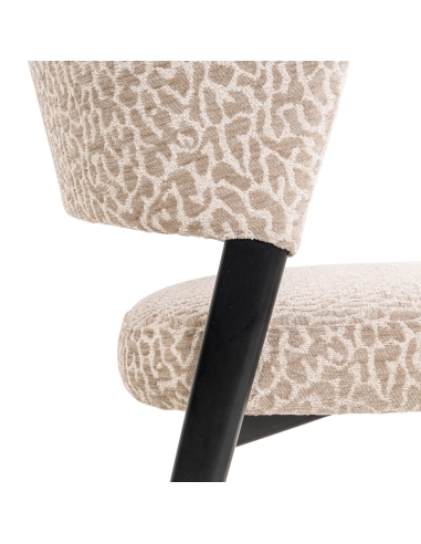 Beige leopard black metal chair ZENO | Loft Attitude