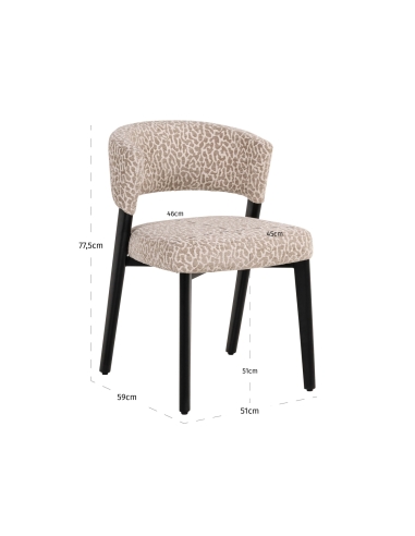 Beige leopard black metal chair ZENO | Loft Attitude