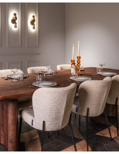 Stoel met lineair patroon naturel SERGIO | Loft Attitude