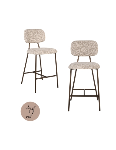 Banco leopardo bege XENIA conjunto de 2 | Loft Attitude