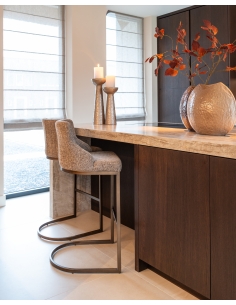 Sgabello da bar in tweed marrone BOLTON | Loft Attitude 2