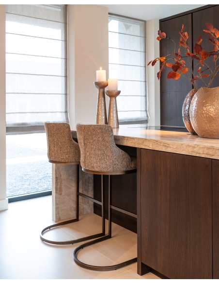 Sgabello da bar in tweed marrone BOLTON | Loft Attitude