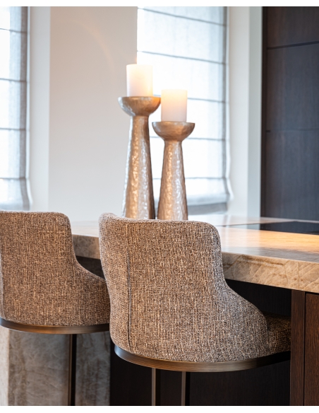 Taburete de bar tweed marrón BOLTON | Loft Attitude