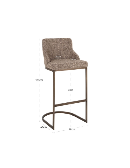 Brown tweed bar stool BOLTON | Loft Attitude