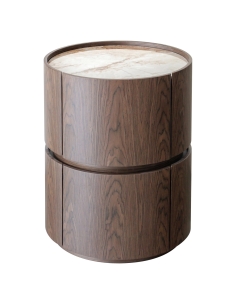 Round bedside table in wood veneer ELLERY | Loft Attitude